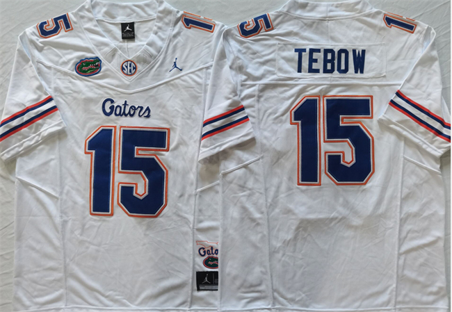 Men's Florida Gators #15 Tim Tebow White F.U.S.E Stitched Jersey